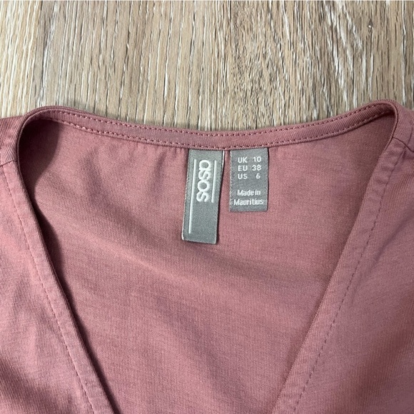 ASOS 100% cotton oversized faux wrap front dress. Dusty pink, size US 6. - Picture 3 of 6